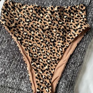 Aerie High Cut Cheeky Leopard Swim Bottoms